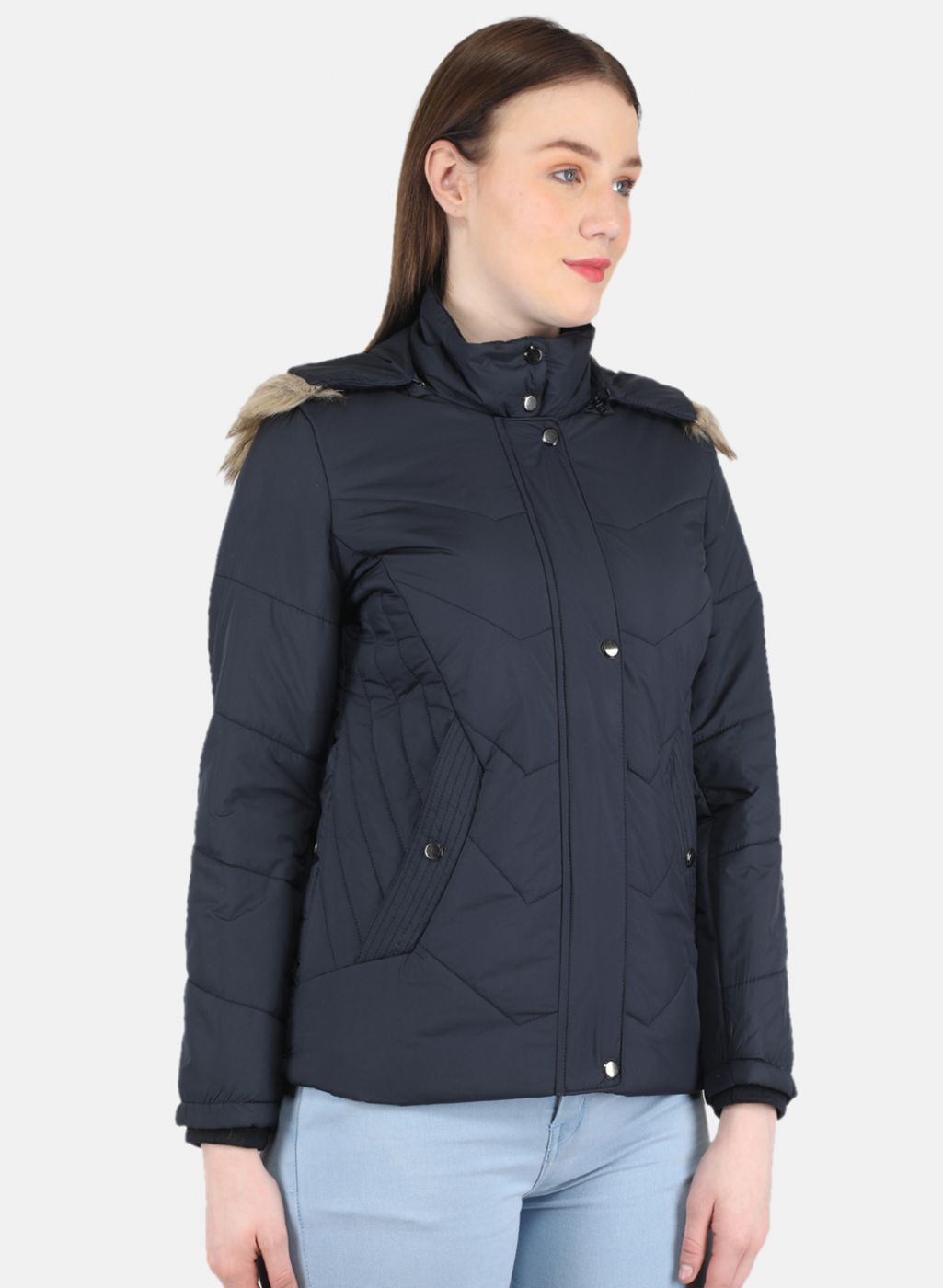 Women NAvy Blue Solid Jacket
