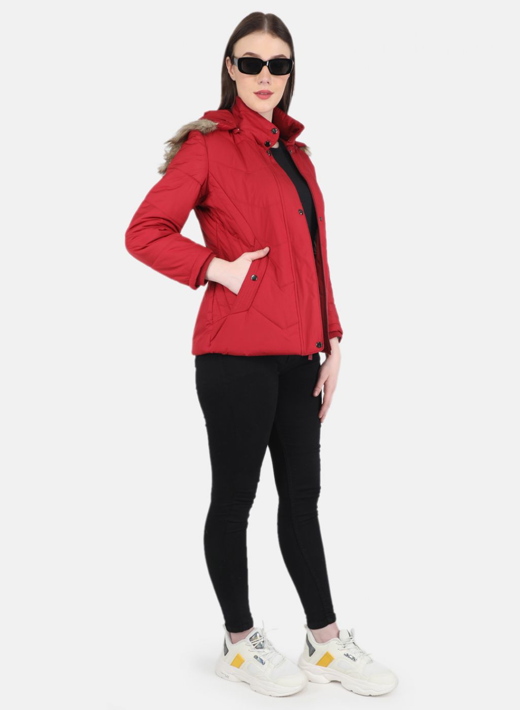 Women Red Solid Jacket