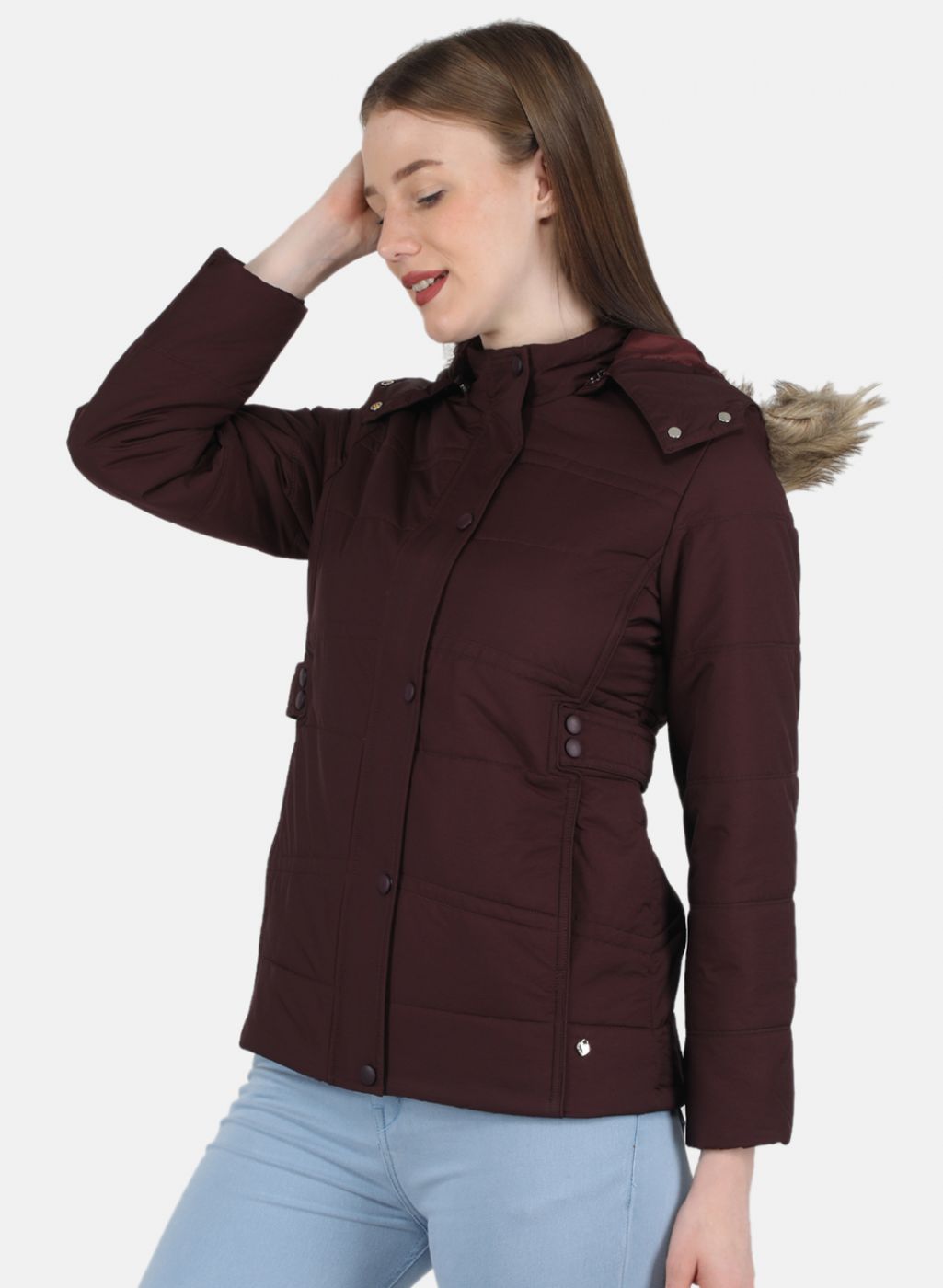 Women Purple Solid Jacket