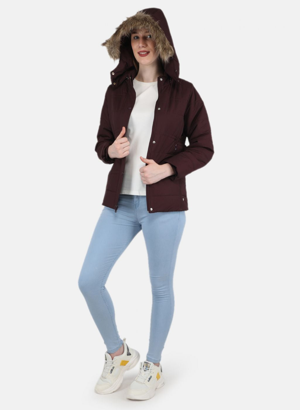 Women Purple Solid Jacket