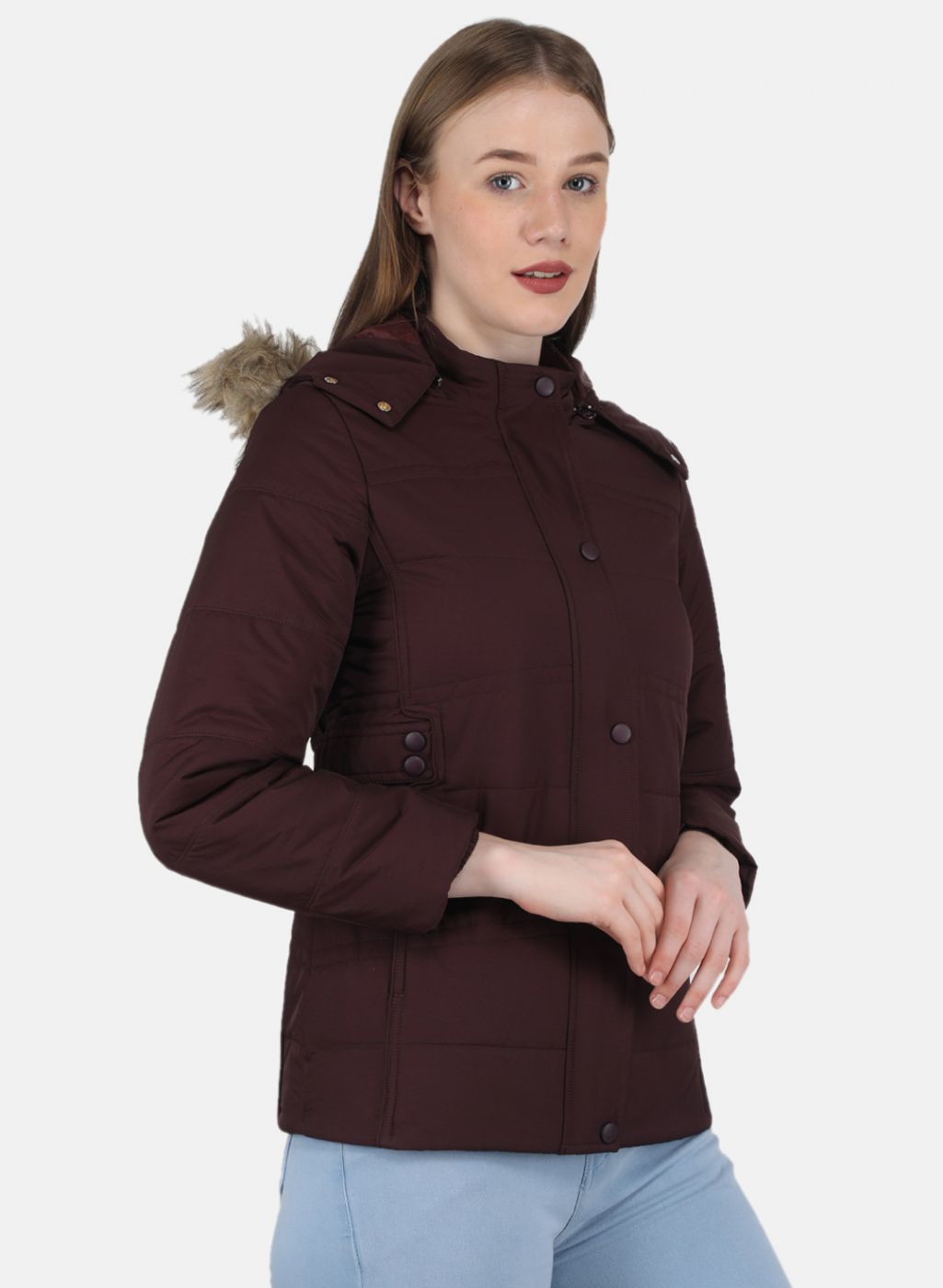 Women Purple Solid Jacket