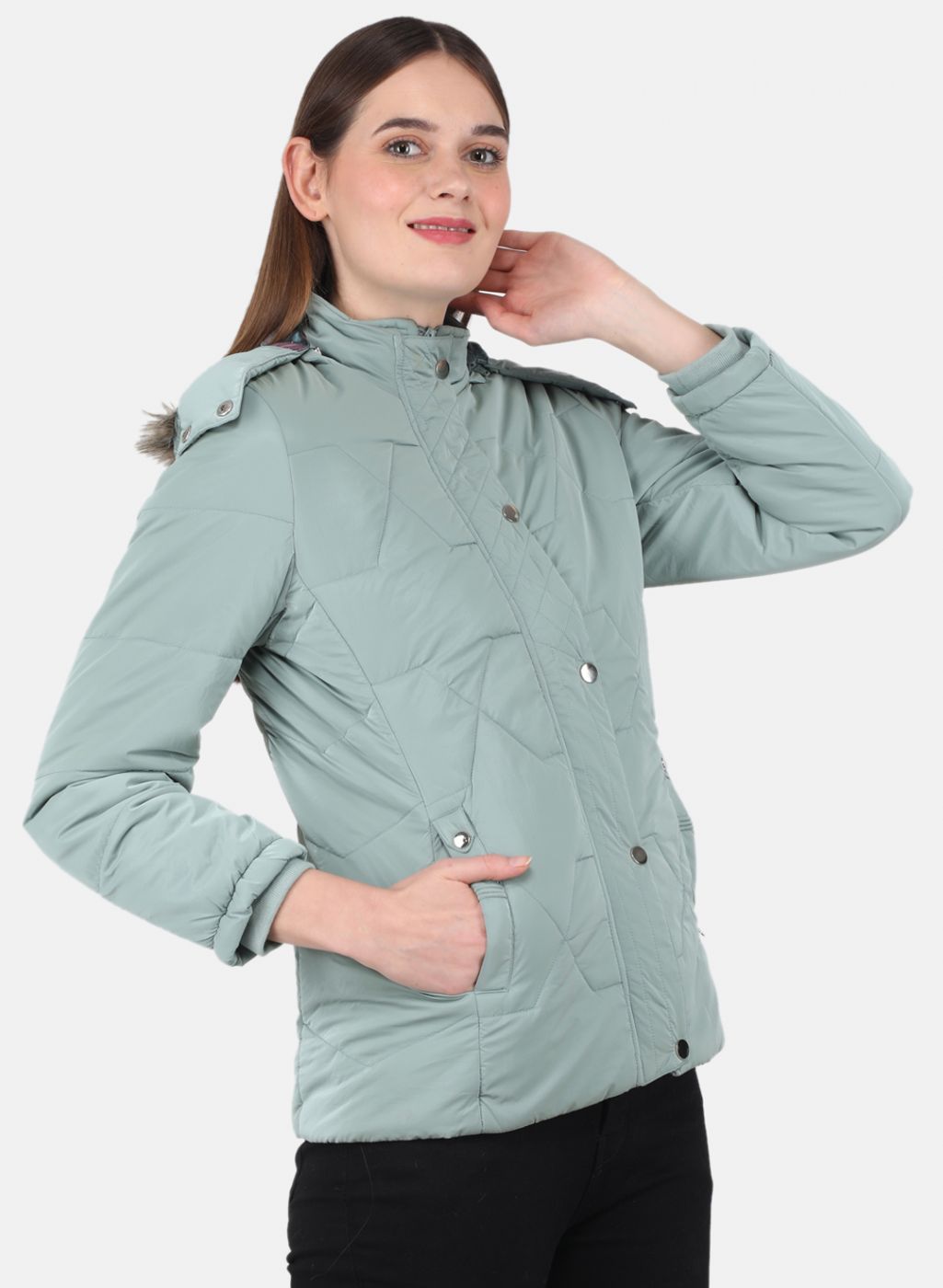 Women Green Printed Jacket