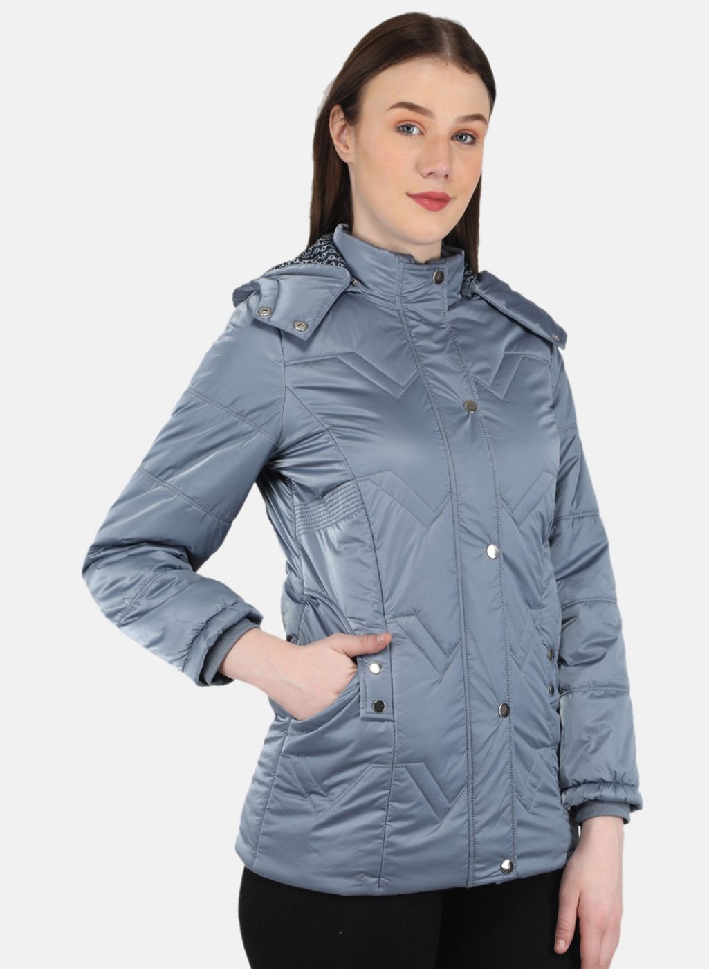 Women Grey Printed Jacket