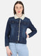 Women Blue Solid Denim Jacket