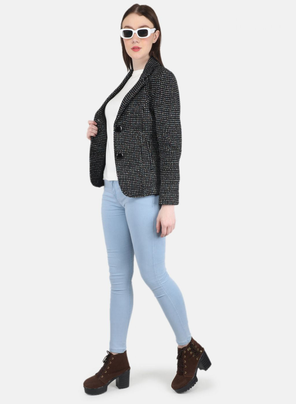 Women Black Jaquard Coat