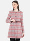 Women Pink Check Coat