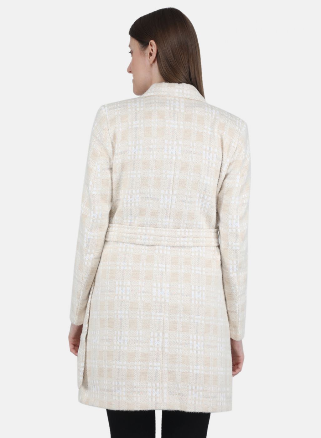 Women Beige Jaquard Coat