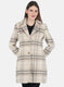 Women Beige Check Coat