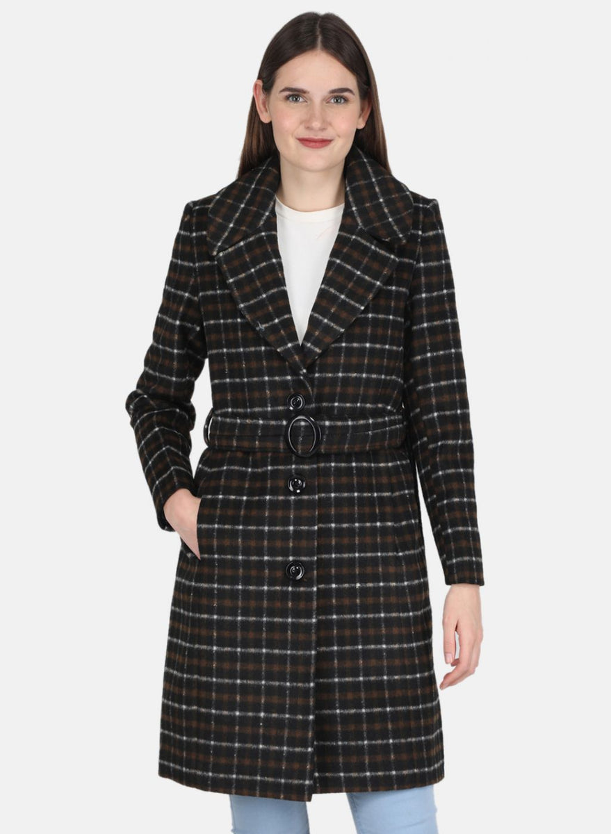 Buy Women Black Check Coat Online in India - Monte Carlo