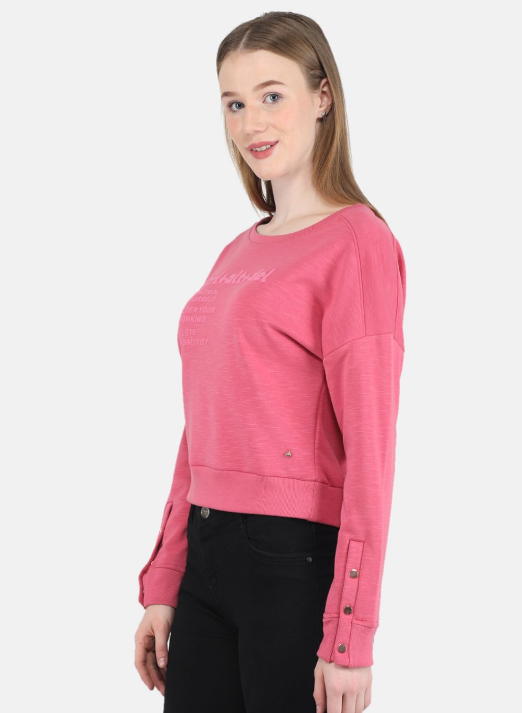 Women Pink Printed Sweatshirt