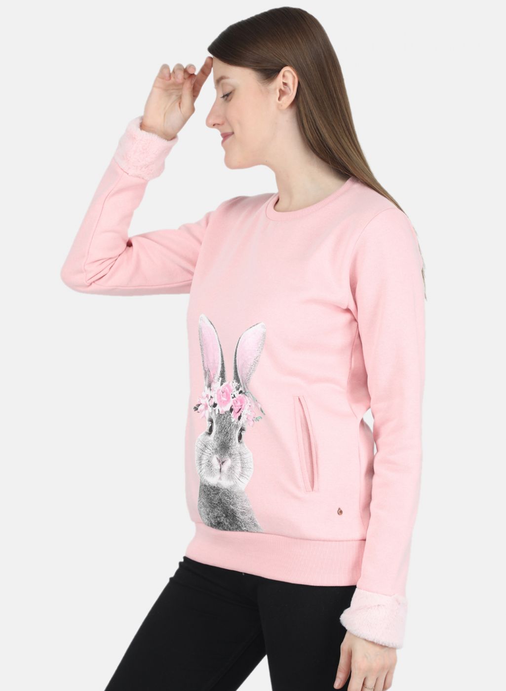 Women Pink Printed Sweatshirt