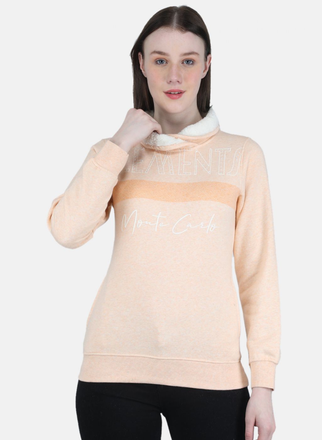 Women Peach Printed Sweatshirt
