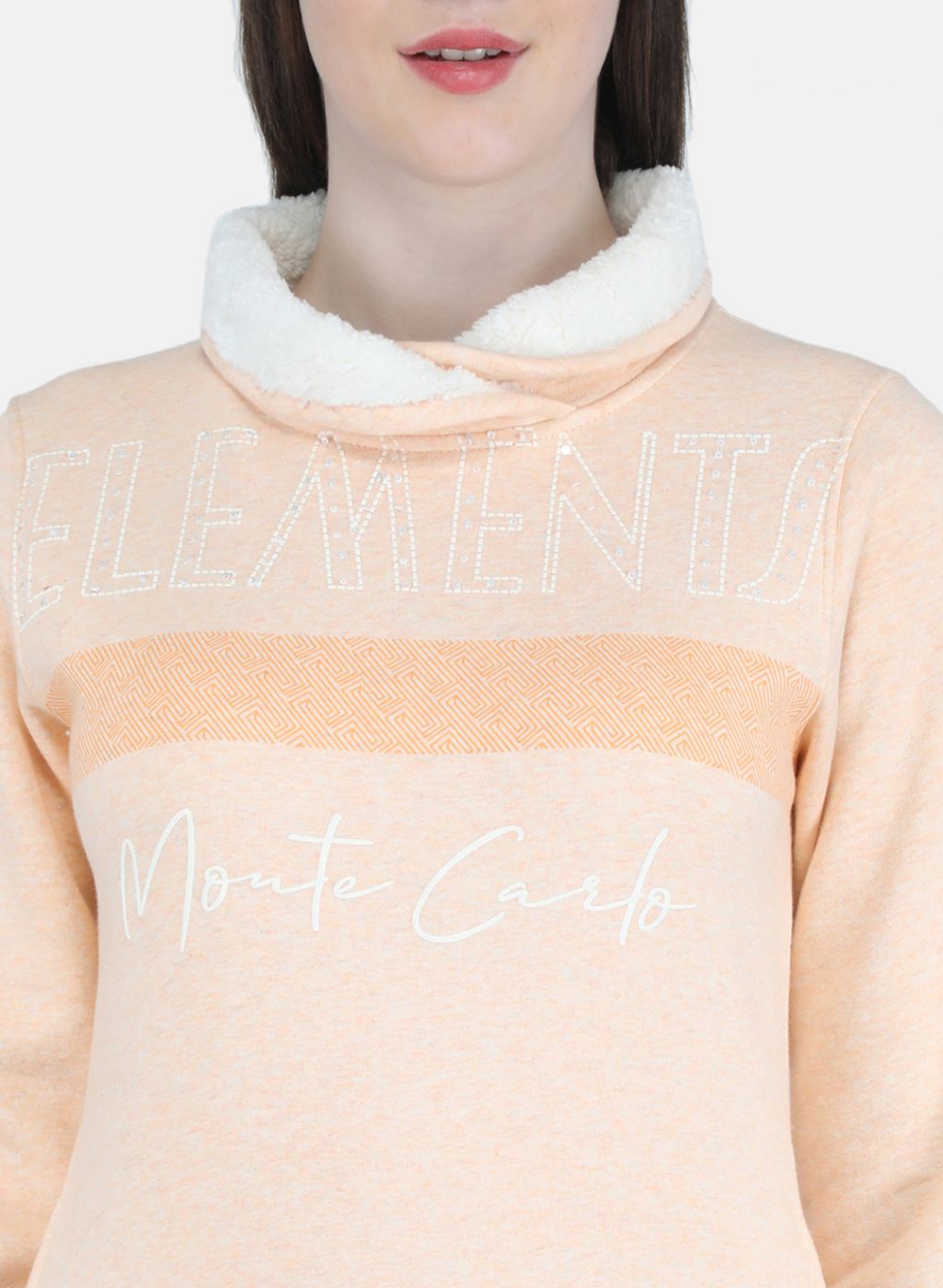 Women Peach Printed Sweatshirt