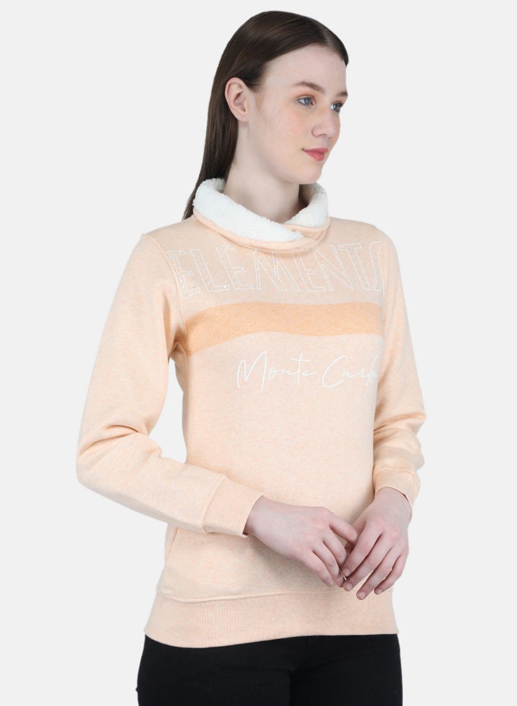 Women Peach Printed Sweatshirt