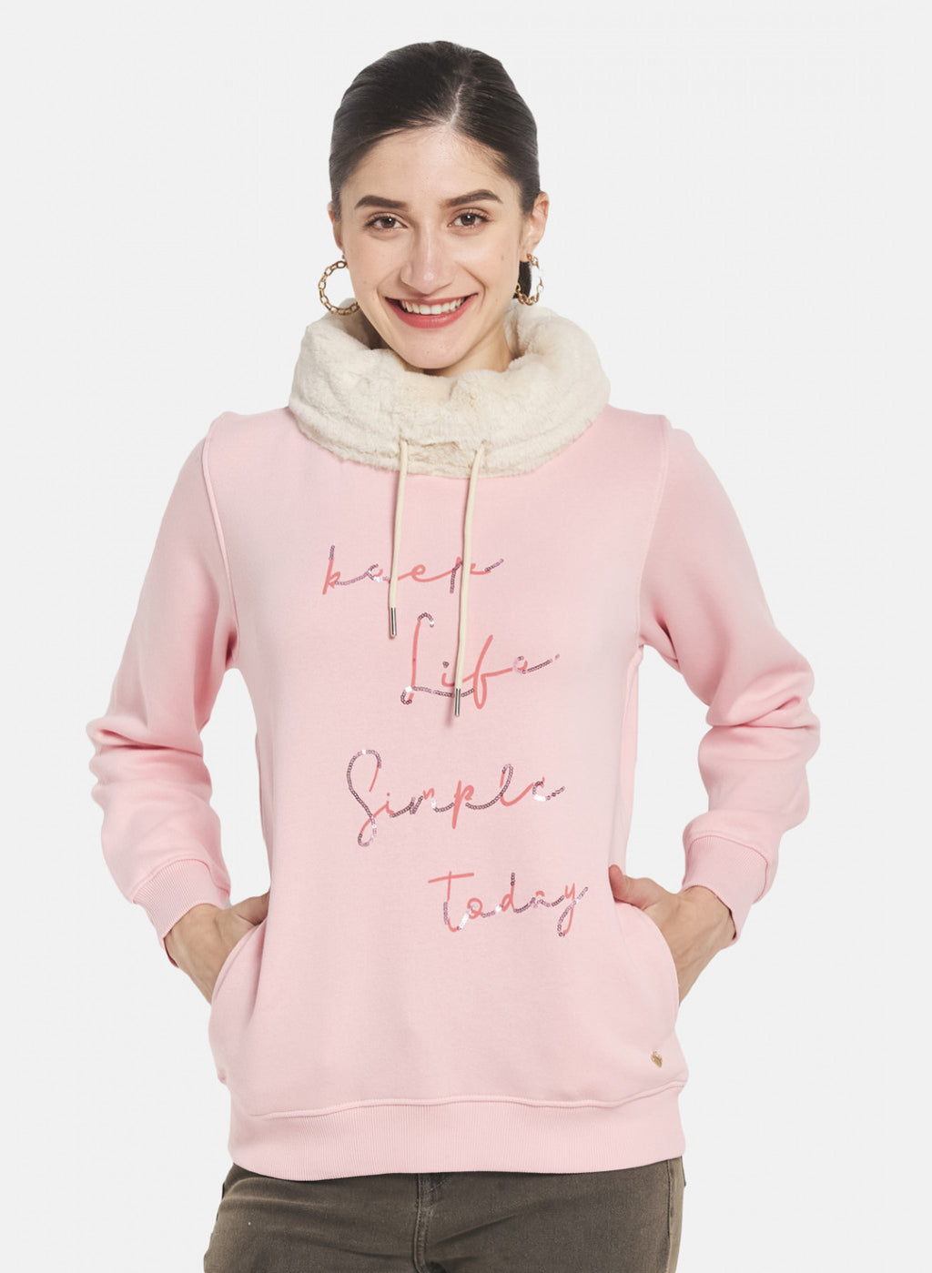 Women Pink Embroidered Sweatshirt