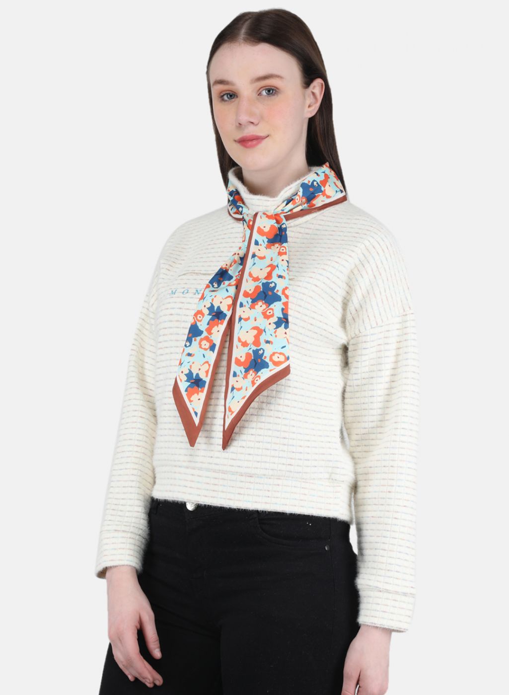 Women Off White Embroidered Sweatshirt