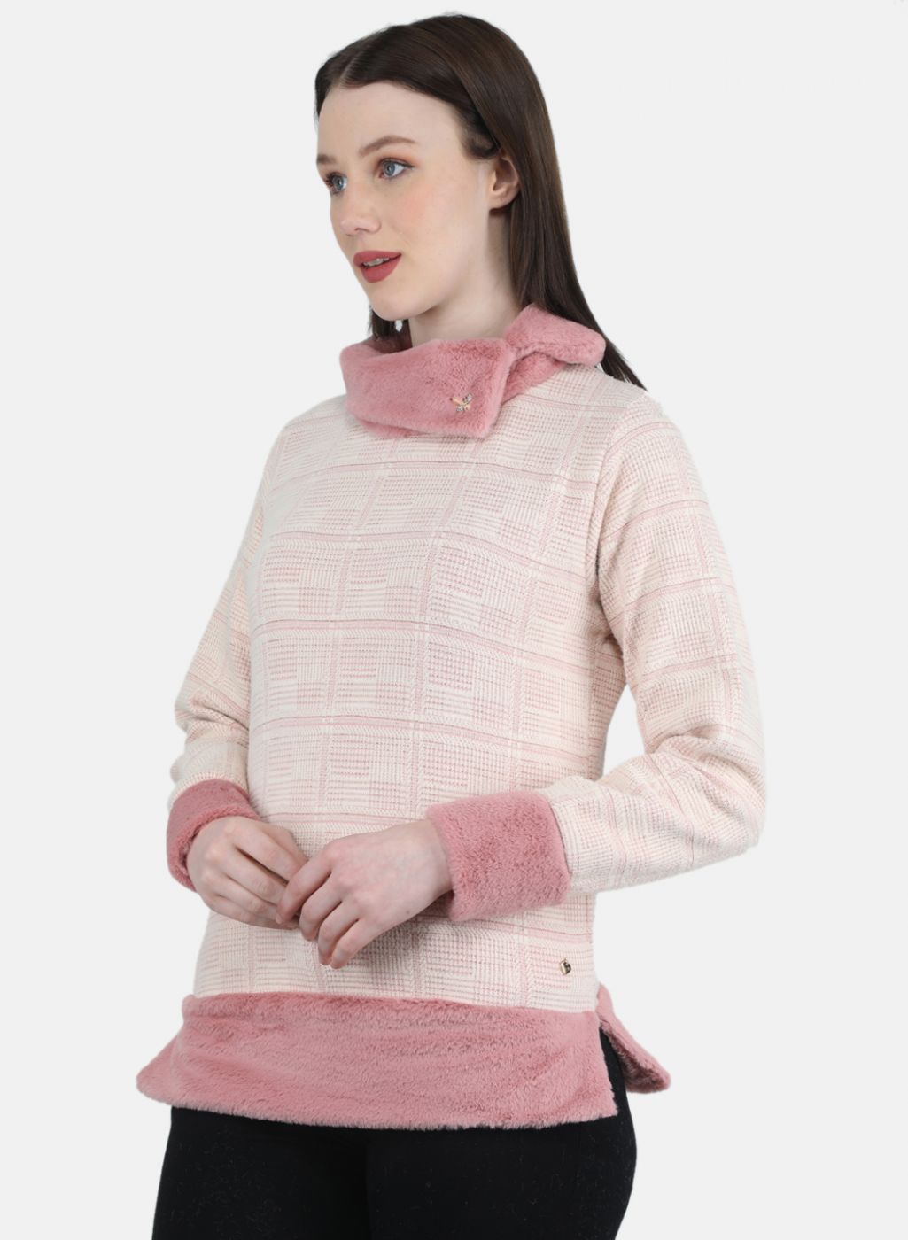 Women Pink Jaquard Sweatshirt