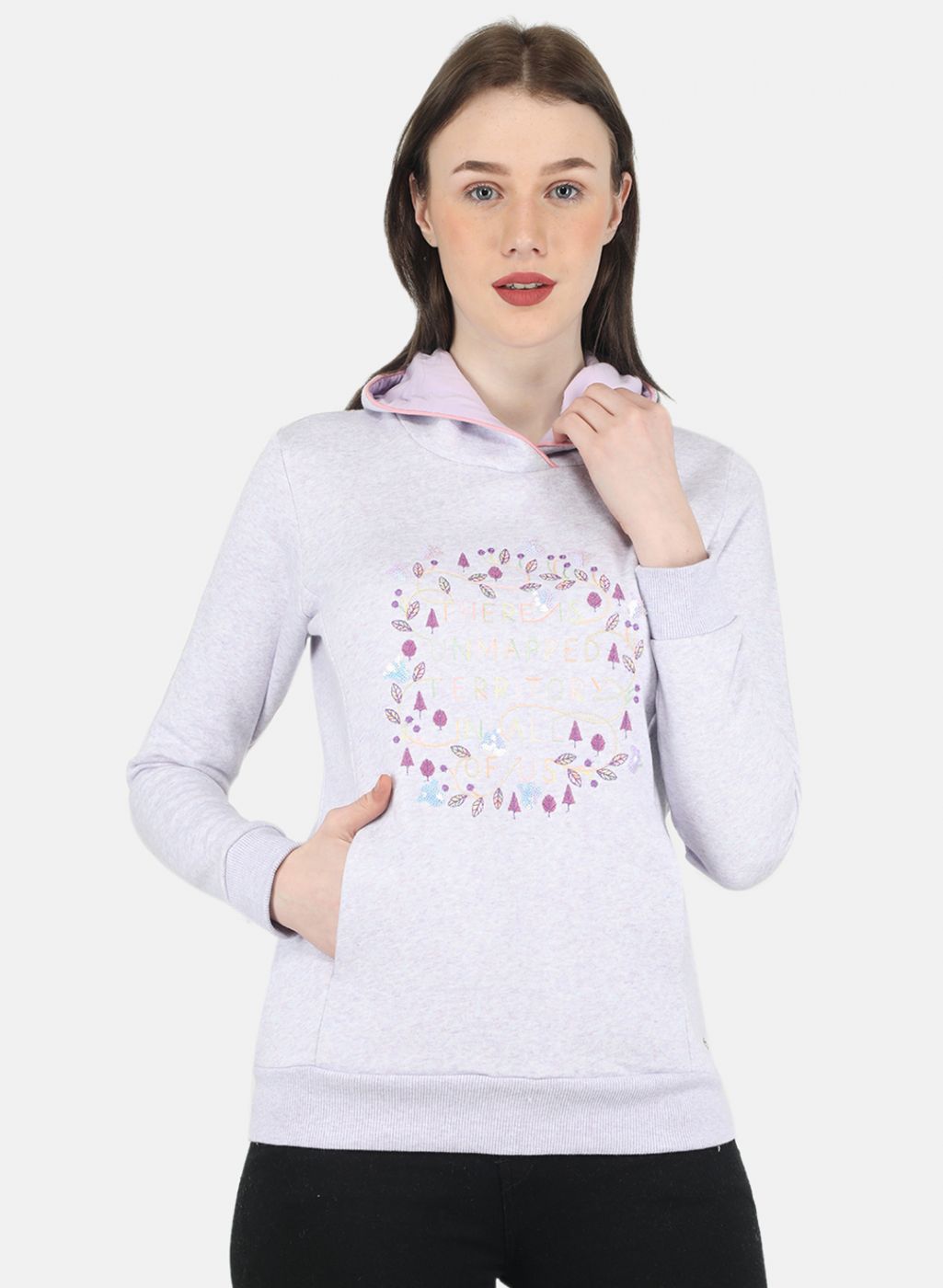Women Purple Embroidered Sweatshirt