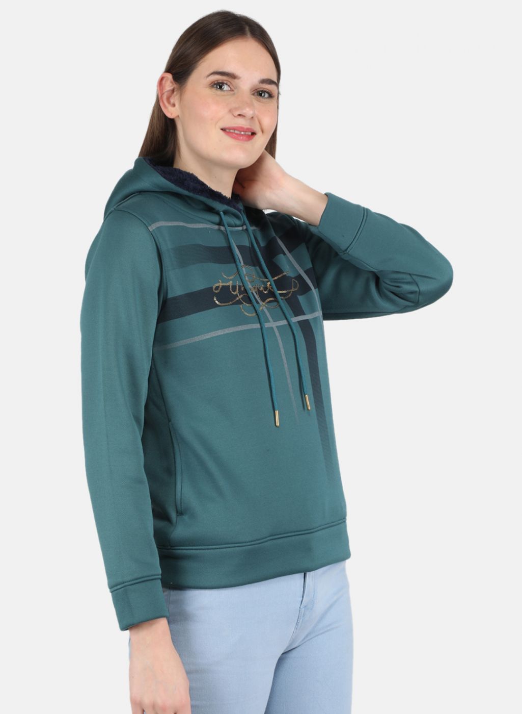 Women Green Printed Sweatshirt