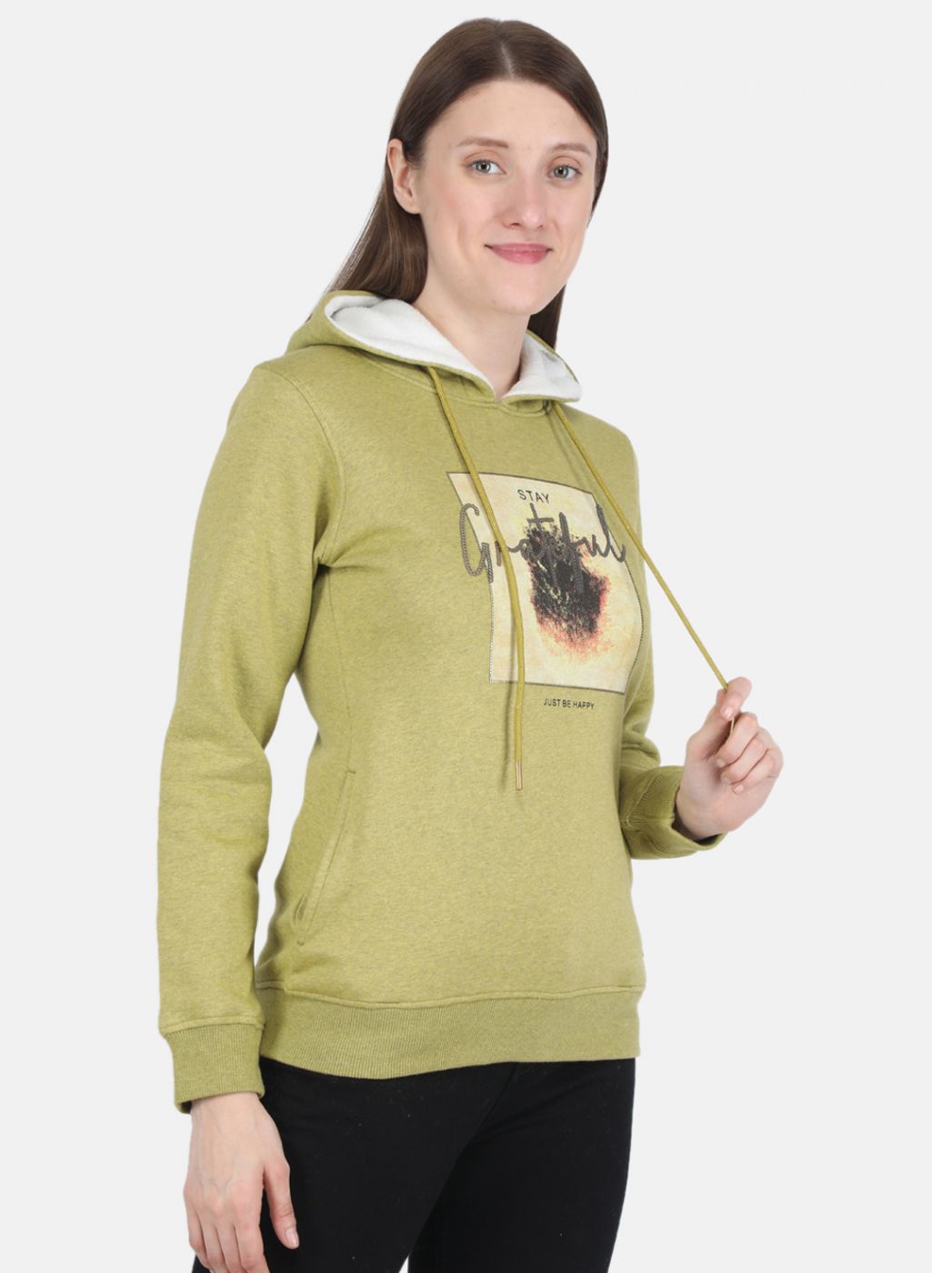 Women Green Printed Sweatshirt