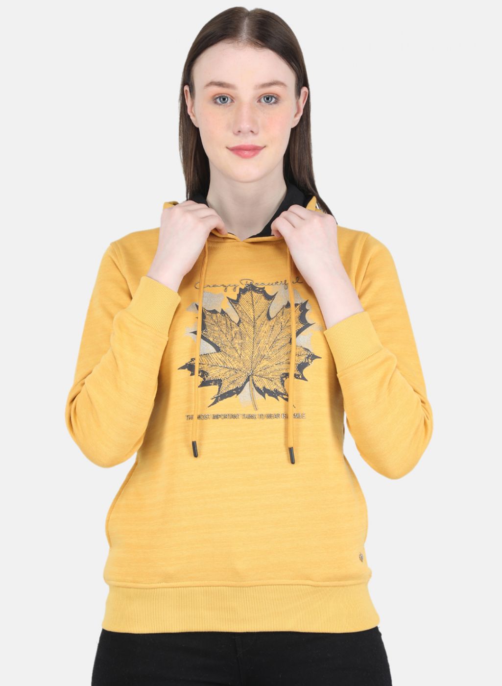 Women Yellow Printed Sweatshirt