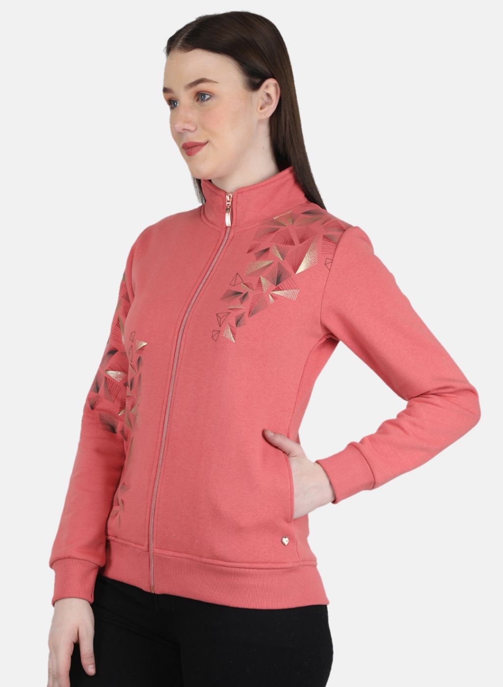 Women Peach Printed Sweatshirt