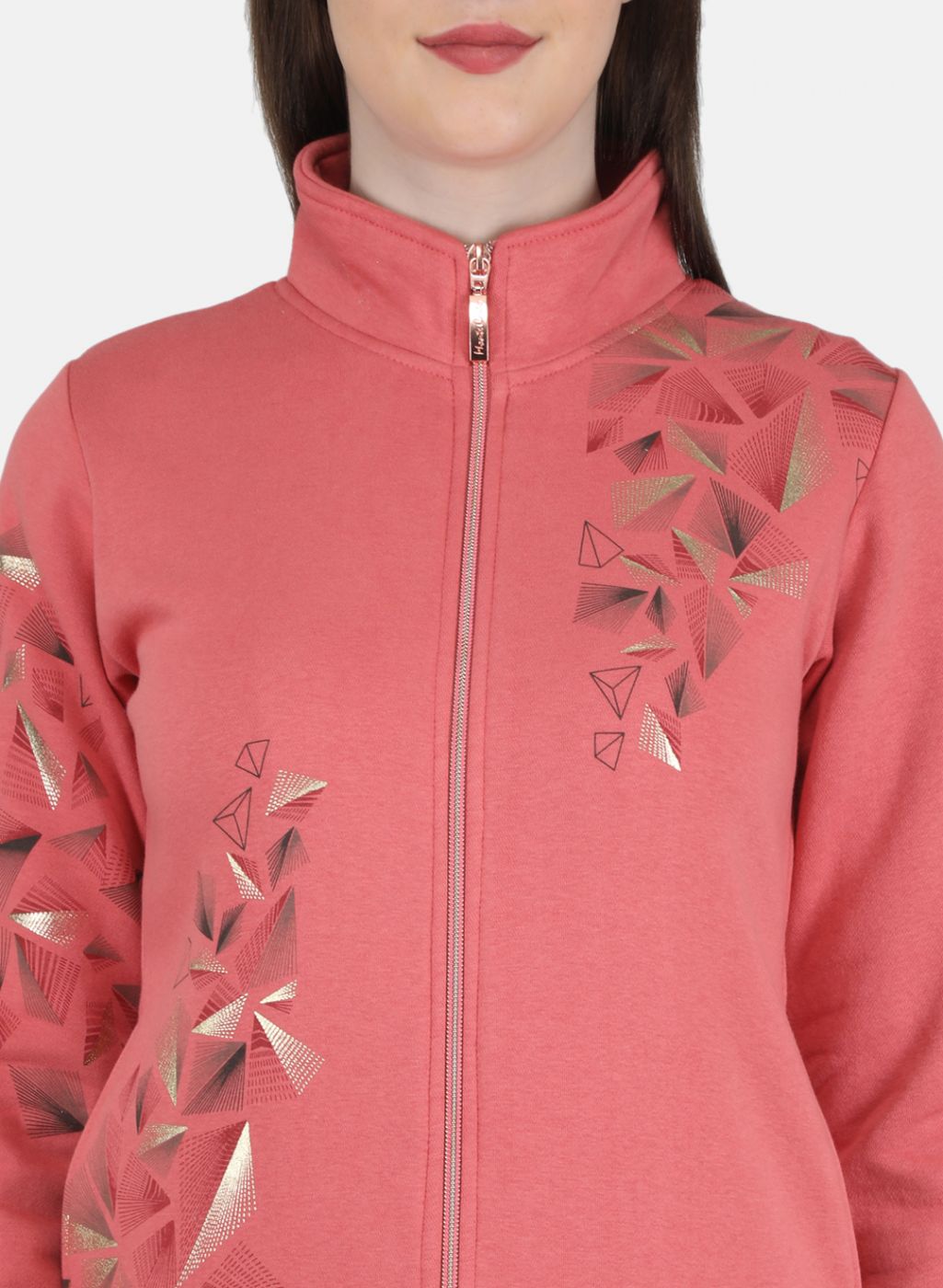 Women Peach Printed Sweatshirt