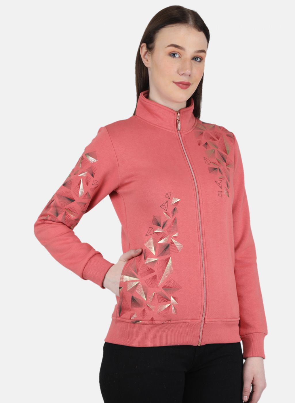 Women Peach Printed Sweatshirt