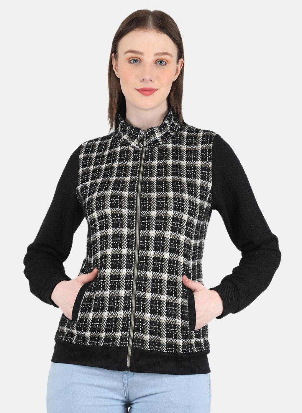 Women Black Jaquard Sweatshirt