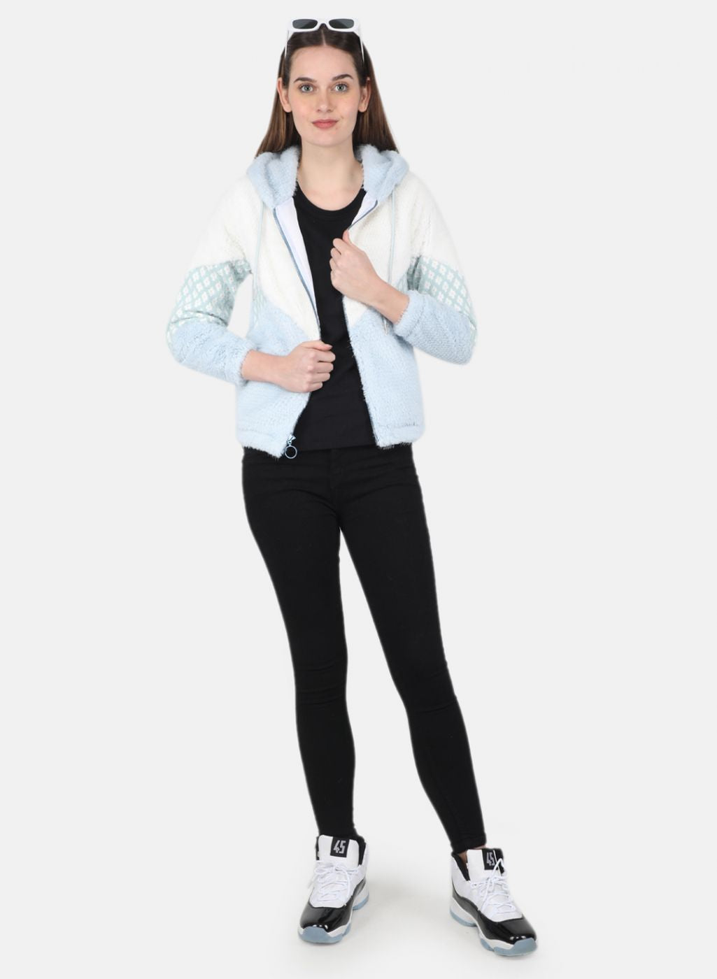 Women Blue Printed Sweatshirt