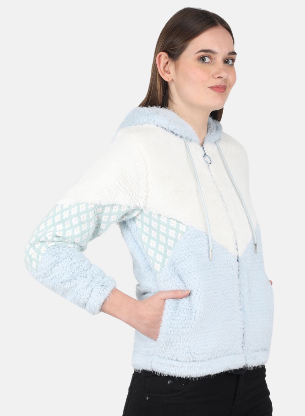 Women Blue Printed Sweatshirt