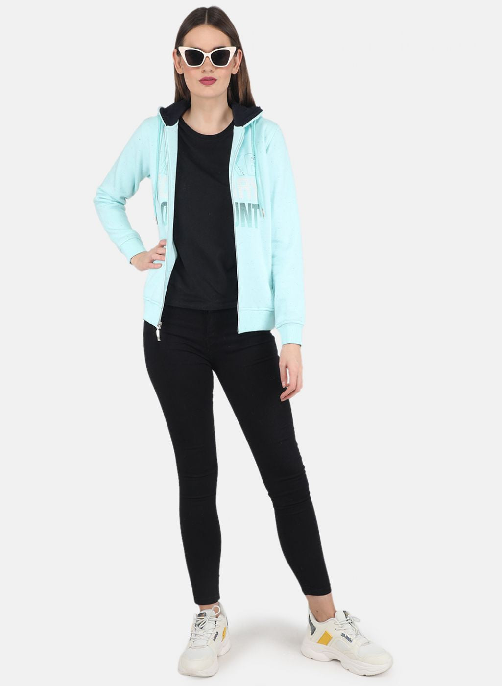 Women Blue Printed Sweatshirt