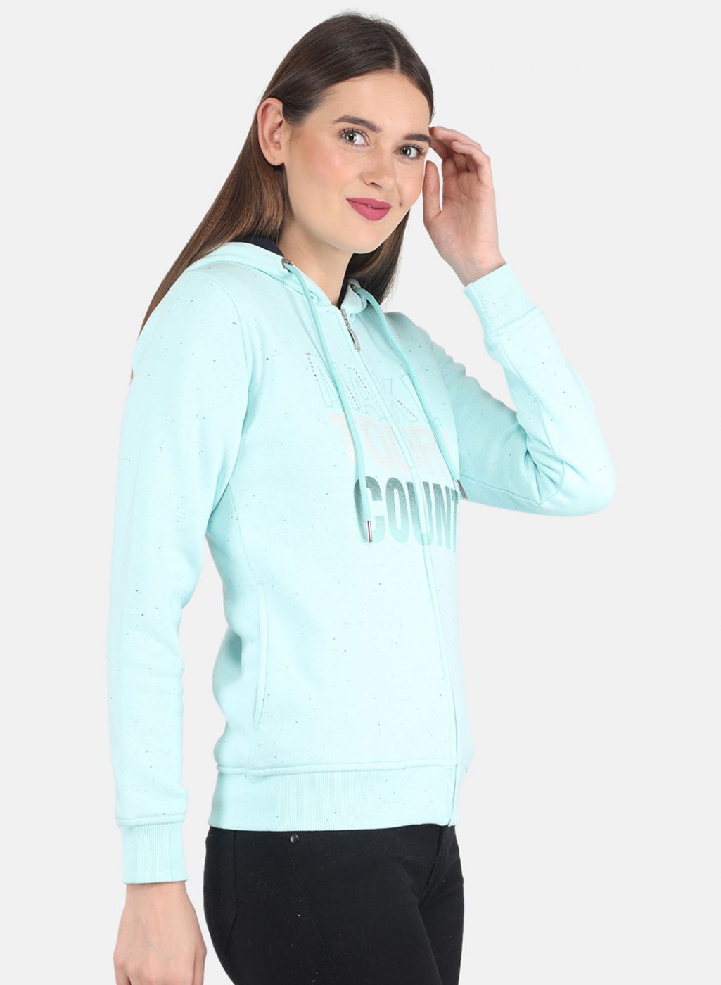 Women Blue Printed Sweatshirt