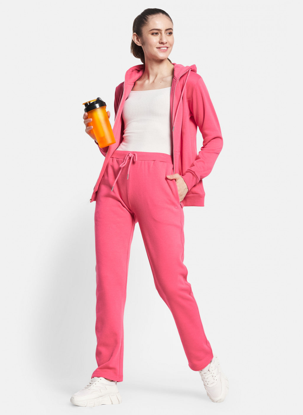 Women Pink Solid Tracksuit