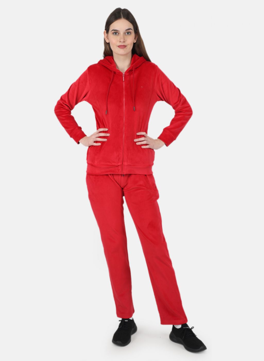 Women Red Solid Tracksuit
