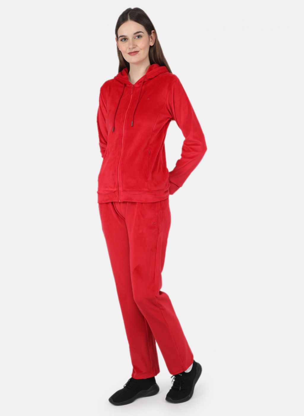 Women Red Solid Tracksuit