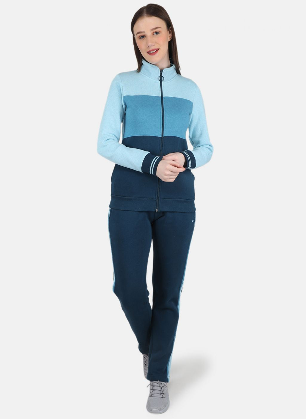 Women Blue Printed Tracksuit
