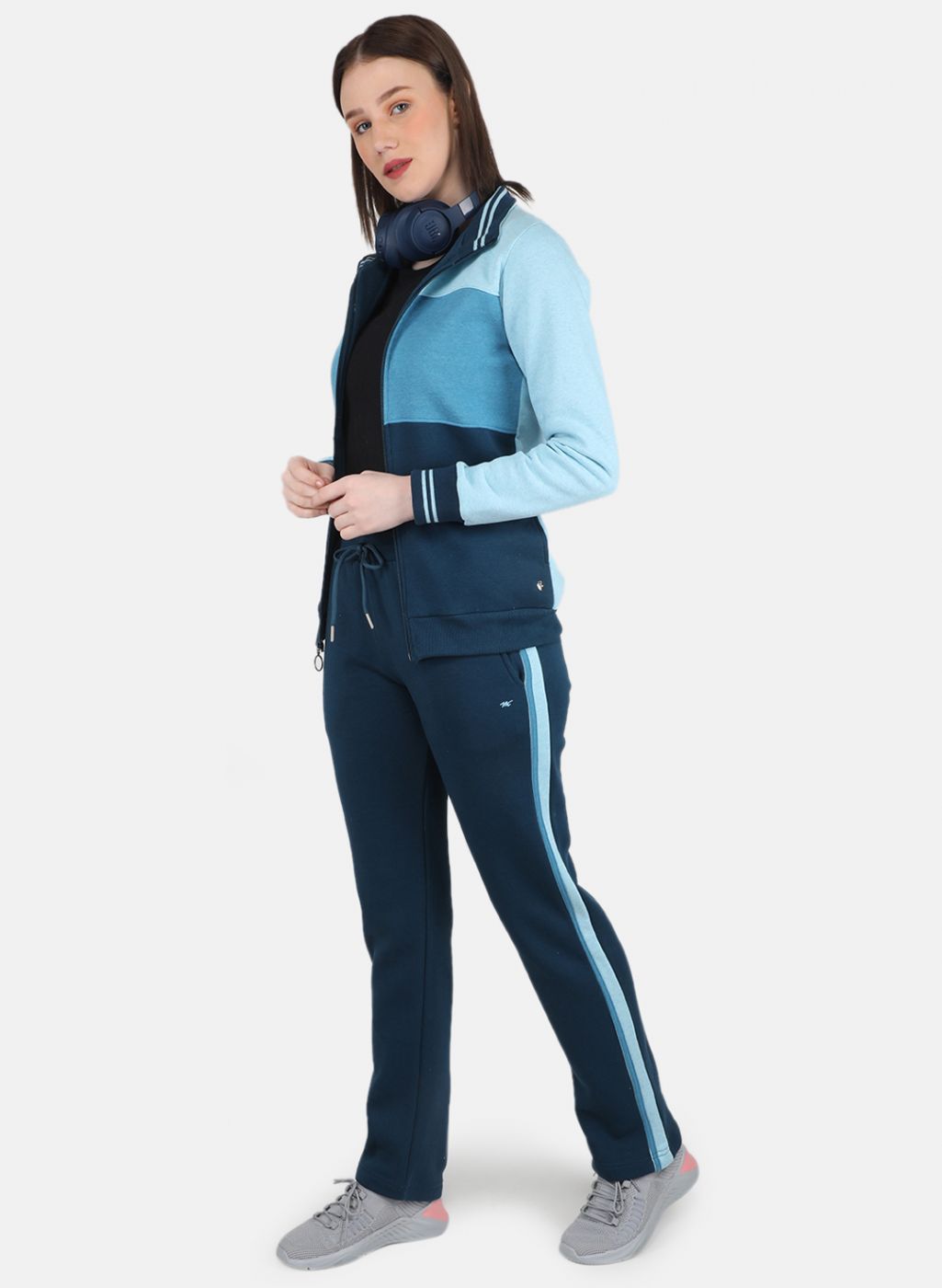 Women Blue Printed Tracksuit