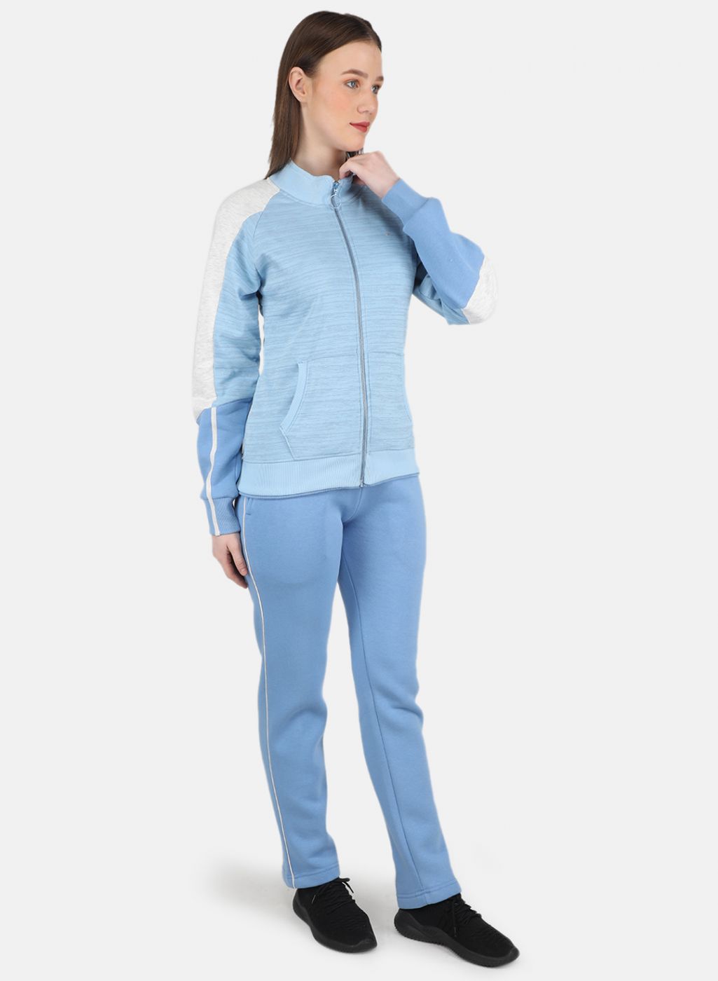 Women Blue Printed Tracksuit