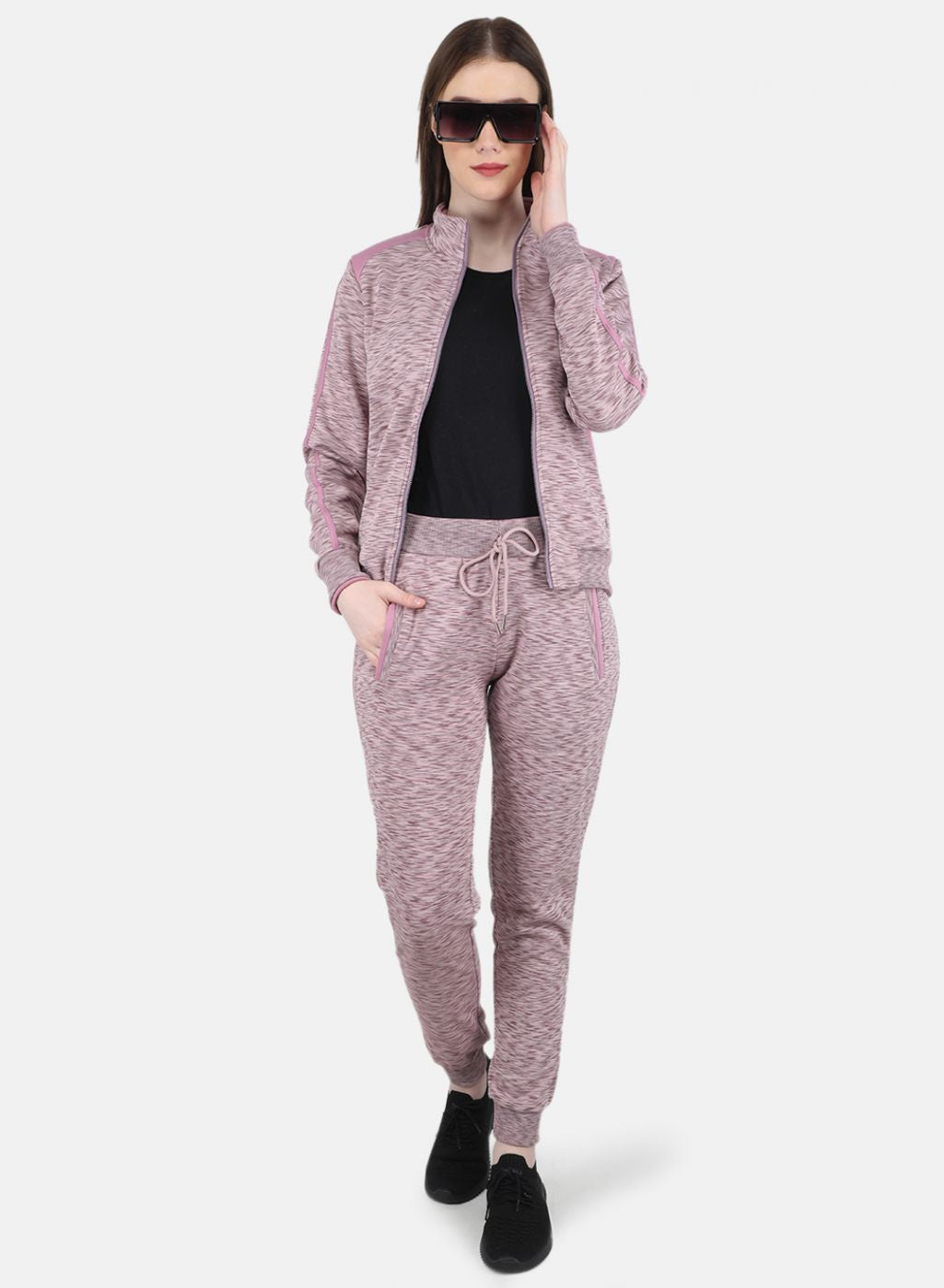 Women Purple Printed Tracksuit