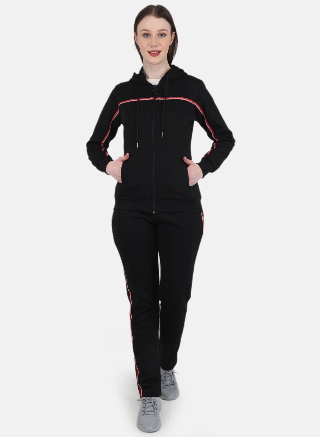 Women Black Solid Tracksuit