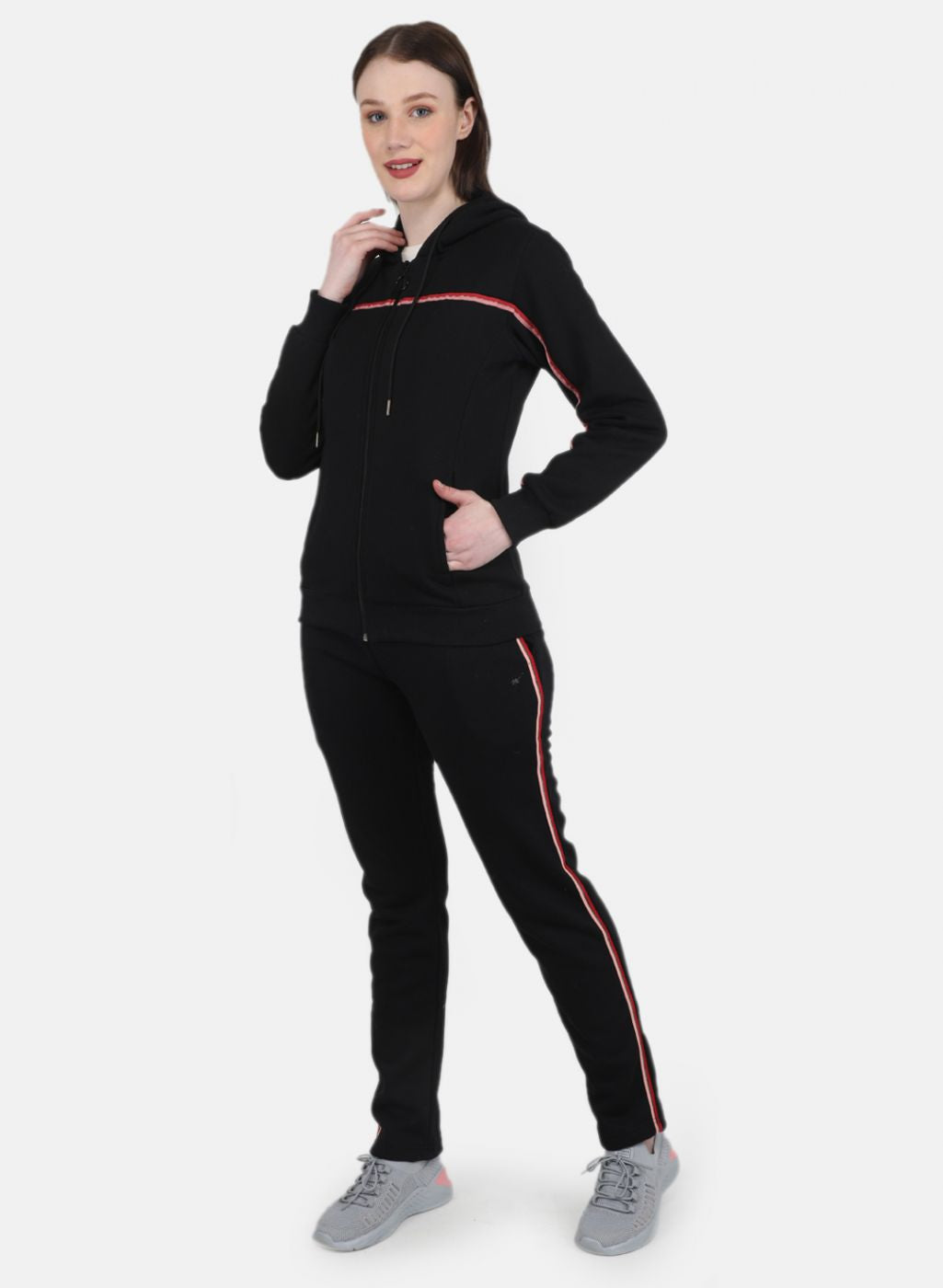 Women Black Solid Tracksuit