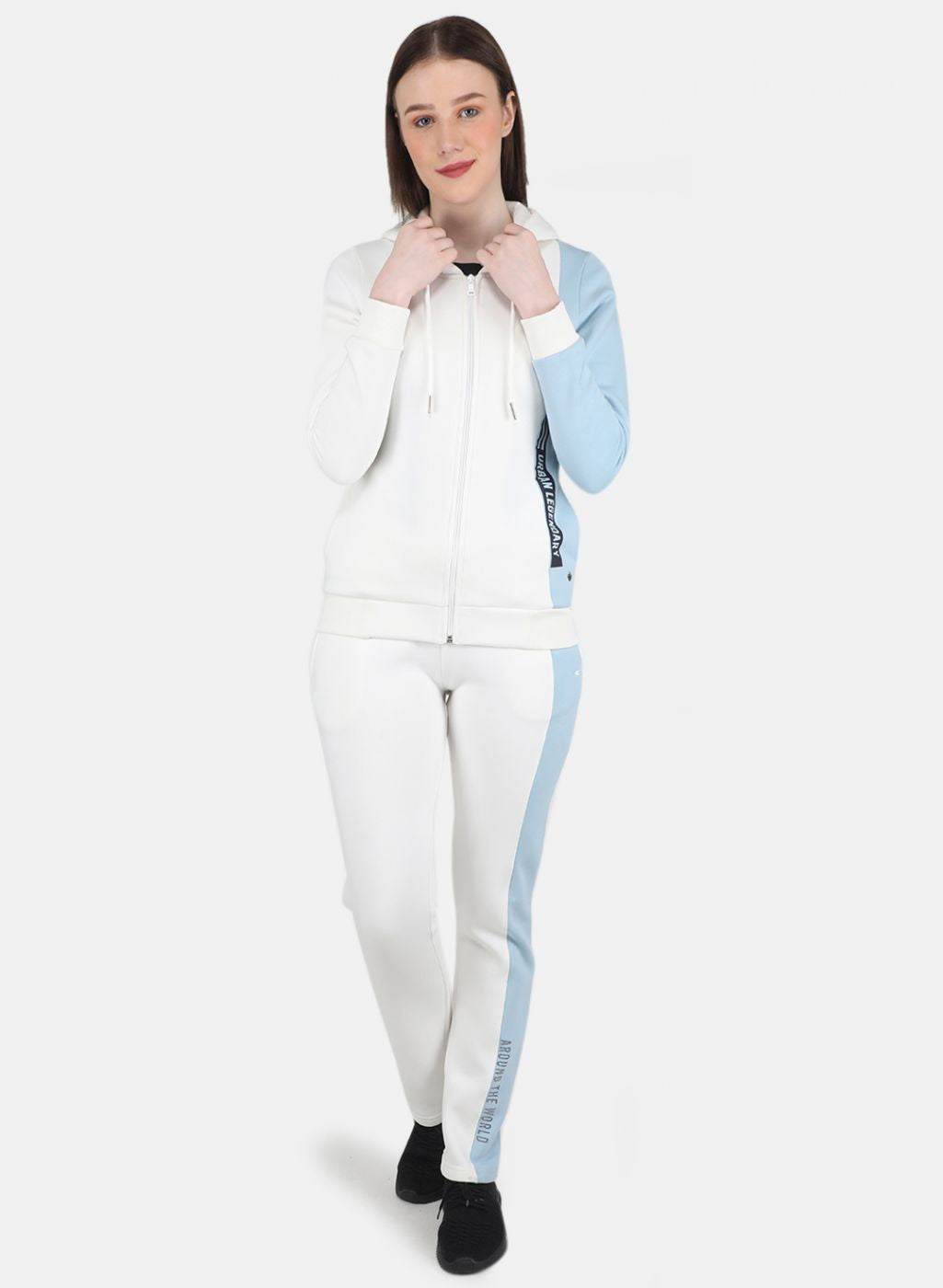 Women Off White Printed Tracksuit