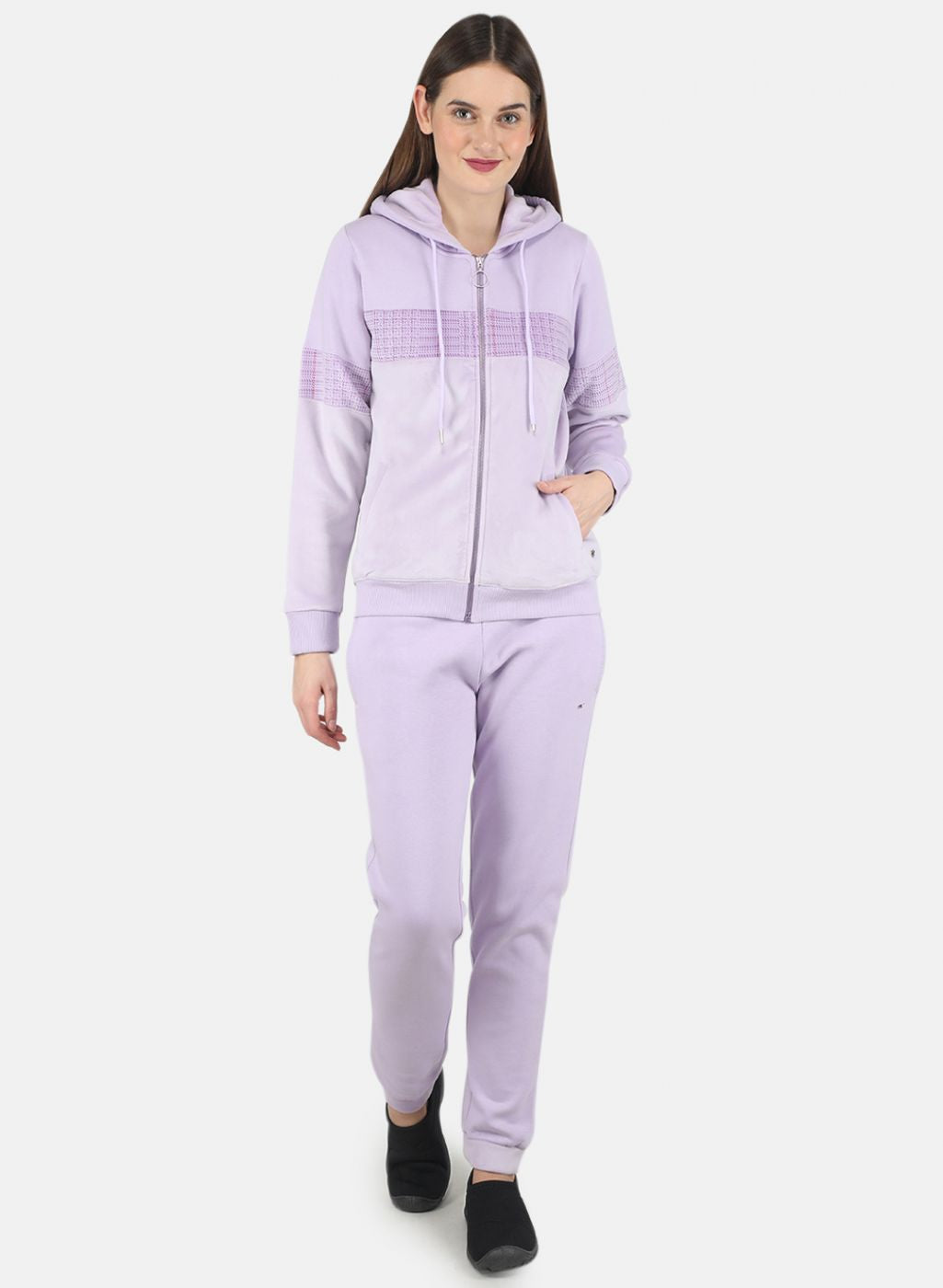 Women Purple Printed Tracksuit