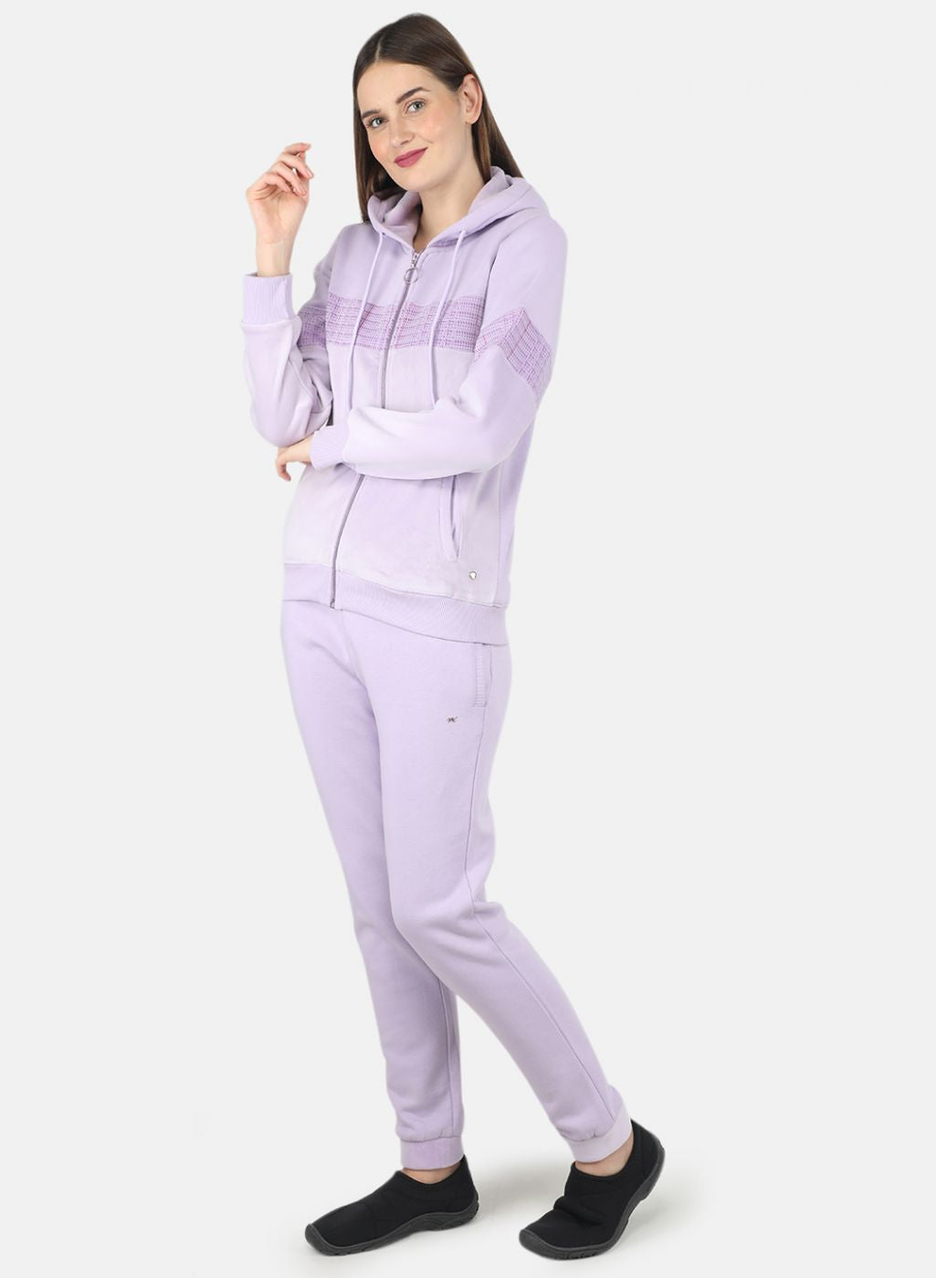 Women Purple Printed Tracksuit