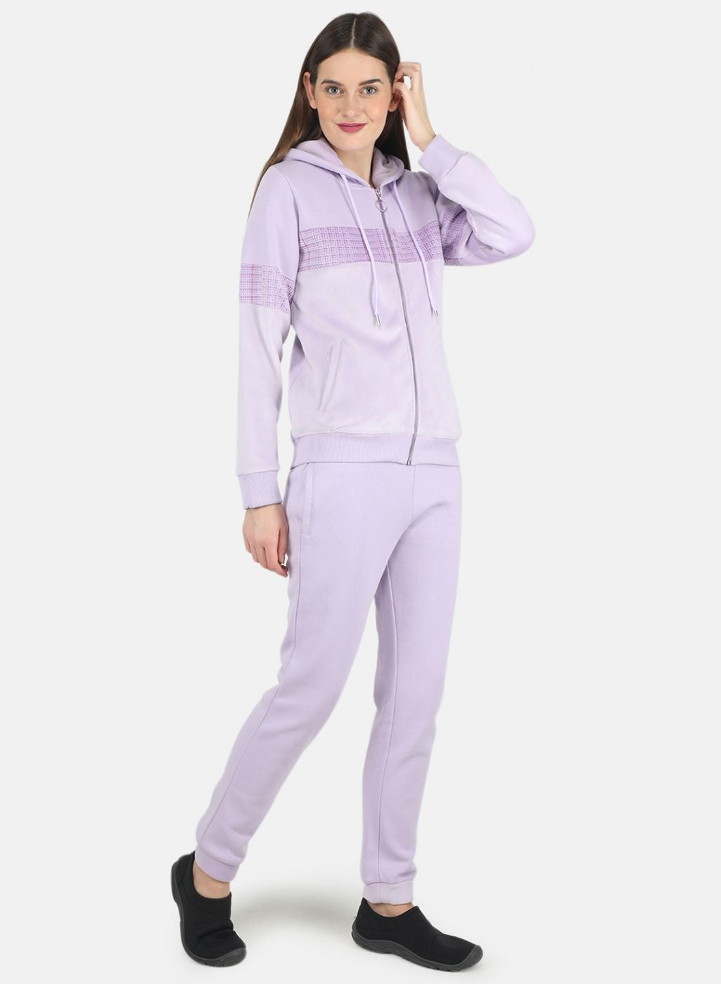 Women Purple Printed Tracksuit