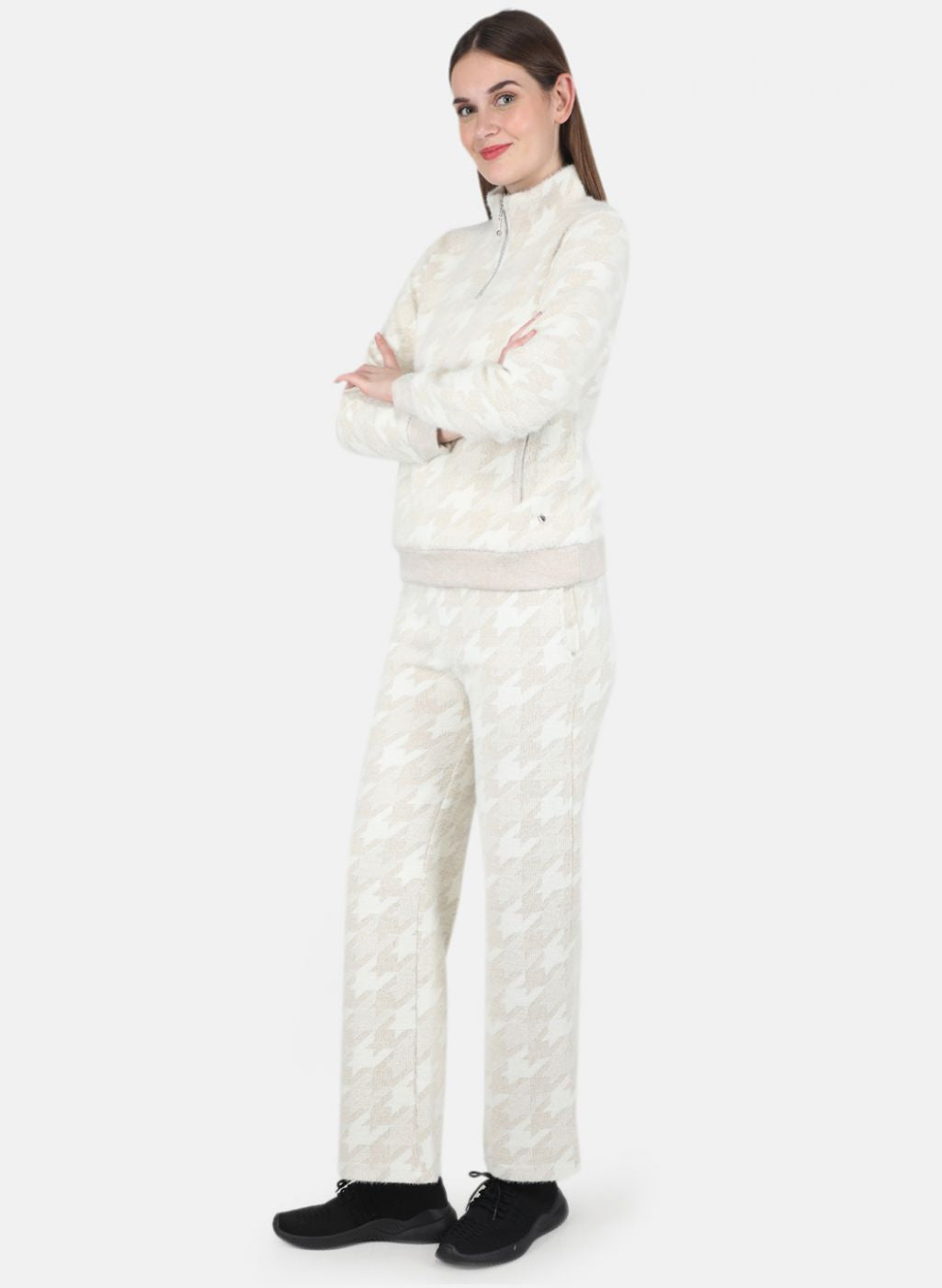 Women Beige Jaquard CoordiNAte Set