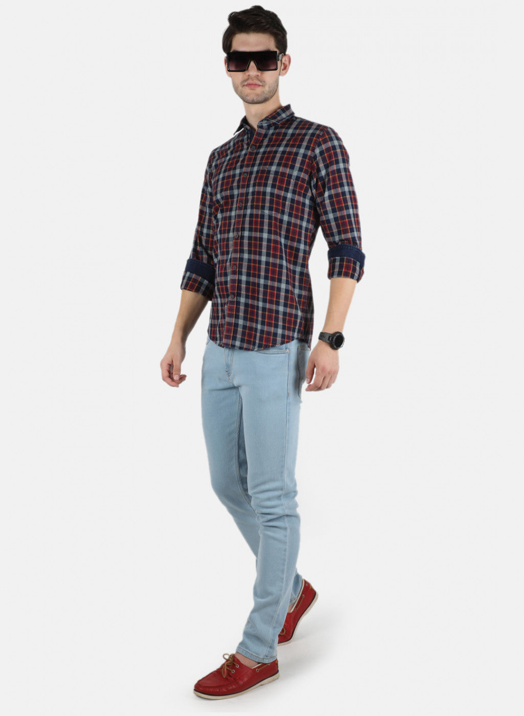 Men Red Check Shirt