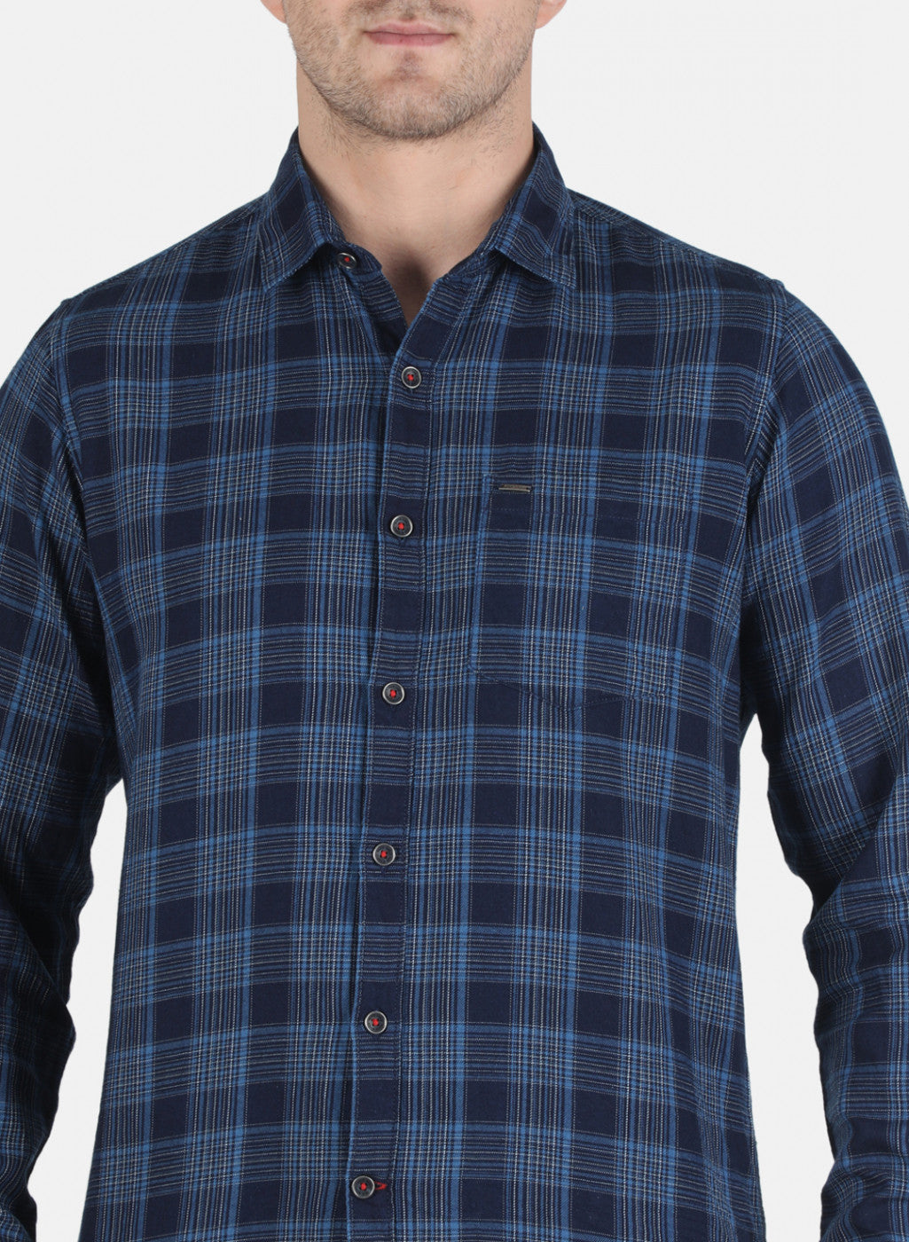 Men Blue Check Shirt
