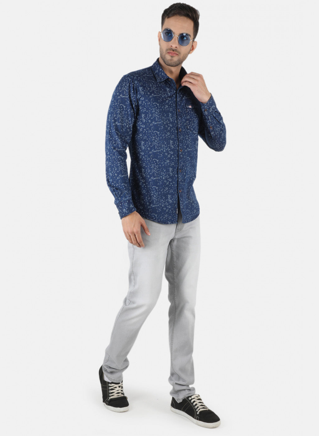 Men Blue Printed Shirt
